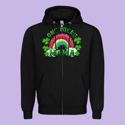 Zipper Hoodie st patricks day one lucky mama