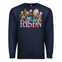 Navy He is risen Easter Day Premium Sweatshirt - CowGirlArtShop