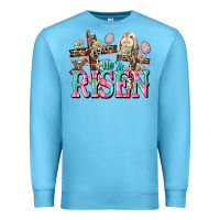 Ocean Blue He is risen Easter Day Premium Sweatshirt - CowGirlArtShop
