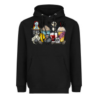 Black cartoon characters coffee cups Heavyweight Hoodie - Zillion Design Studio