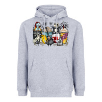 Heather Grey cartoon characters coffee cups Heavyweight Hoodie - Zillion Design Studio