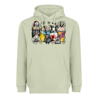 Matcha cartoon characters coffee cups Heavyweight Hoodie - Zillion Design Studio