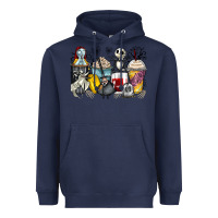 Navy cartoon characters coffee cups Heavyweight Hoodie - Zillion Design Studio