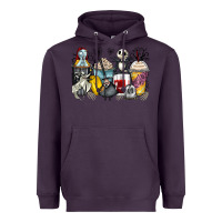 Plum cartoon characters coffee cups Heavyweight Hoodie - Zillion Design Studio