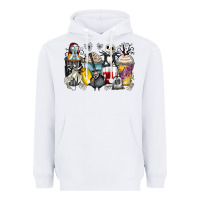 White cartoon characters coffee cups Heavyweight Hoodie - Zillion Design Studio