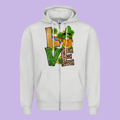 Zipper Hoodie st patricks day gnomes shamrock love