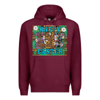 Burgundy easter happy easter western bunnies daisies Premium Hoodie - Artiststas
