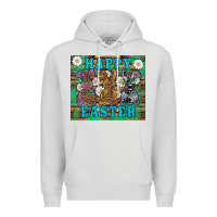 Dove Grey easter happy easter western bunnies daisies Premium Hoodie - Artiststas