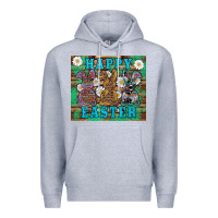 Heather Grey easter happy easter western bunnies daisies Premium Hoodie - Artiststas