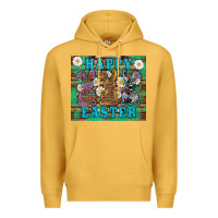 Mustard easter happy easter western bunnies daisies Premium Hoodie - Artiststas