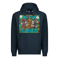 Navy easter happy easter western bunnies daisies Premium Hoodie - Artiststas