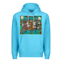 Ocean Blue easter happy easter western bunnies daisies Premium Hoodie - Artiststas