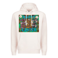Pale Pink easter happy easter western bunnies daisies Premium Hoodie - Artiststas