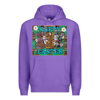 Purple easter happy easter western bunnies daisies Premium Hoodie - Artiststas