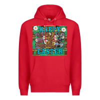 Red easter happy easter western bunnies daisies Premium Hoodie - Artiststas