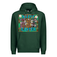 Sports Green easter happy easter western bunnies daisies Premium Hoodie - Artiststas
