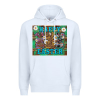 White easter happy easter western bunnies daisies Premium Hoodie - Artiststas
