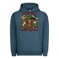 Pigment Midnight Navy christmas with my herd cows Urban Hoodie - BarkalooDesign