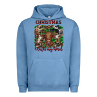 Pigment Pebble Blue christmas with my herd cows Urban Hoodie - BarkalooDesign