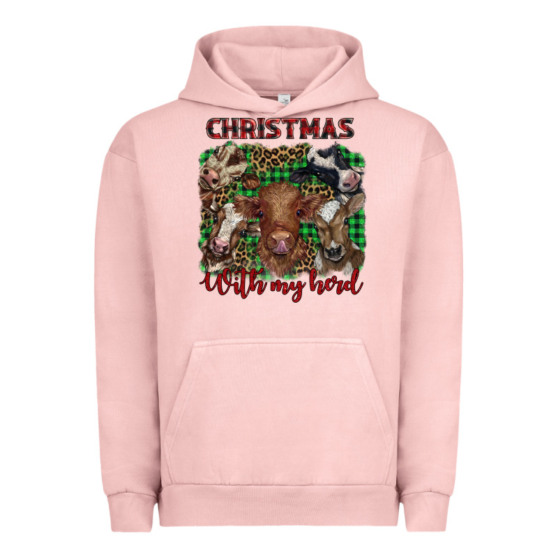 Christmas With My Herd Cows Urban Hoodie by BarkalooDesign | Teevron