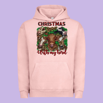 Christmas With My Herd Cows Urban Hoodie Designed By Barkaloodesign
