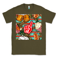 Army Green american football snacks with serape and leopard Classic Tee - BundleAndBundleShop
