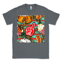 Charcoal Heather american football snacks with serape and leopard Classic Tee - BundleAndBundleShop