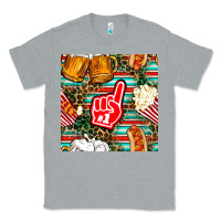 Heather Grey american football snacks with serape and leopard Classic Tee - BundleAndBundleShop
