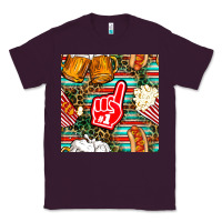 Plum american football snacks with serape and leopard Classic Tee - BundleAndBundleShop