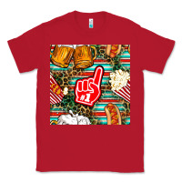Red american football snacks with serape and leopard Classic Tee - BundleAndBundleShop