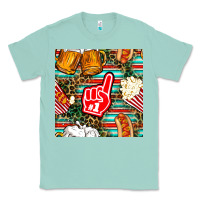 Seafoam american football snacks with serape and leopard Classic Tee - BundleAndBundleShop