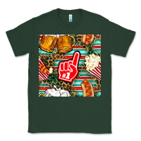 Sports Green american football snacks with serape and leopard Classic Tee - BundleAndBundleShop