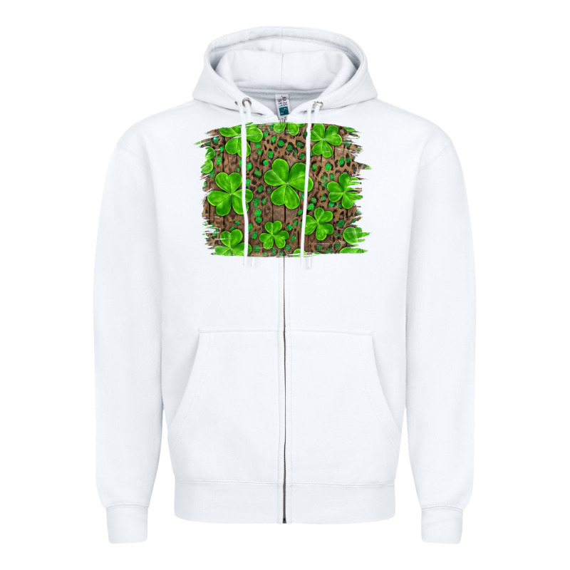 St Patricks Day Shamrock And Leopard Distressed Ba Zipper Hoodie by RanaPortraitStore | Teevron