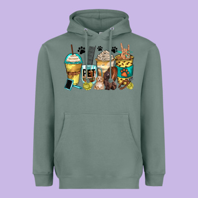 Pet Groomer Coffee Cups Heavyweight Hoodie Designed By Zillion Design Studio