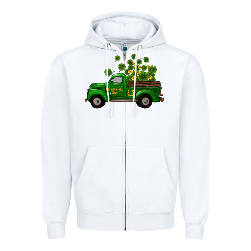 St Patricks Truck Shamrock Horseshoe Gold Zipper Hoodie by RanaPortraitStore | Teevron