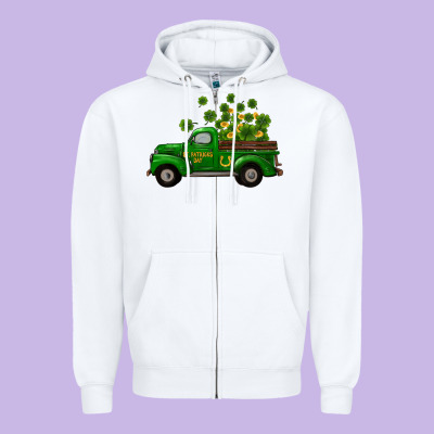 Zipper Hoodie st patricks truck shamrock horseshoe gold