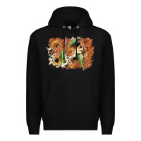 Black horseshoe cowhide cactus background Premium Hoodie - AdoDesignShop