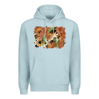 Blue Mist horseshoe cowhide cactus background Premium Hoodie - AdoDesignShop