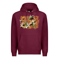 Burgundy horseshoe cowhide cactus background Premium Hoodie - AdoDesignShop