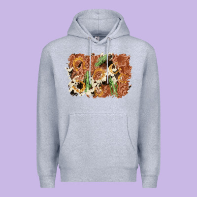 Horseshoe Cowhide Cactus Background Premium Hoodie Designed By Adodesignshop