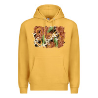 Mustard horseshoe cowhide cactus background Premium Hoodie - AdoDesignShop