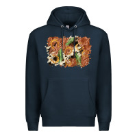 Navy horseshoe cowhide cactus background Premium Hoodie - AdoDesignShop