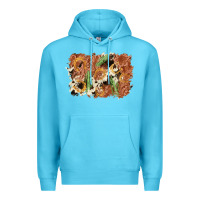 Ocean Blue horseshoe cowhide cactus background Premium Hoodie - AdoDesignShop