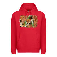 Red horseshoe cowhide cactus background Premium Hoodie - AdoDesignShop