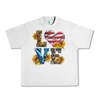 Lunar Rock love with sunflowers and usa flag Urban Heavy Tee - Artiststas