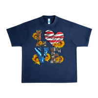 Love With Sunflowers And Usa Flag Urban Heavy Tee | Teevron