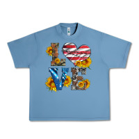 Pebble Blue love with sunflowers and usa flag Urban Heavy Tee - Artiststas