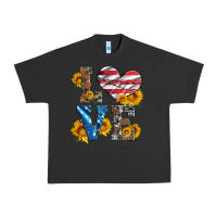 Pigment Black love with sunflowers and usa flag Urban Heavy Tee - Artiststas