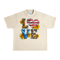 Sandshell love with sunflowers and usa flag Urban Heavy Tee - Artiststas