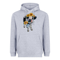 Heather Grey heifer cow Heavyweight Hoodie - RanaPortraitStore
